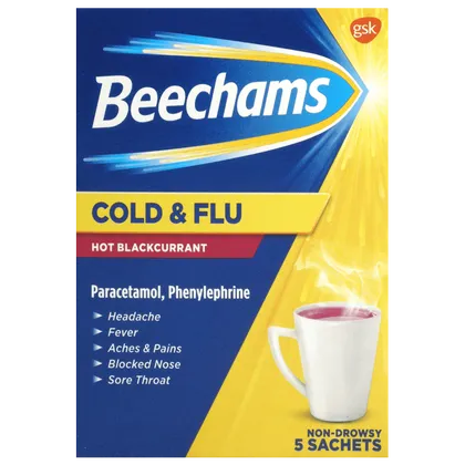 Beechams Cold & Flu Hot Blackcurrant Pack of 5