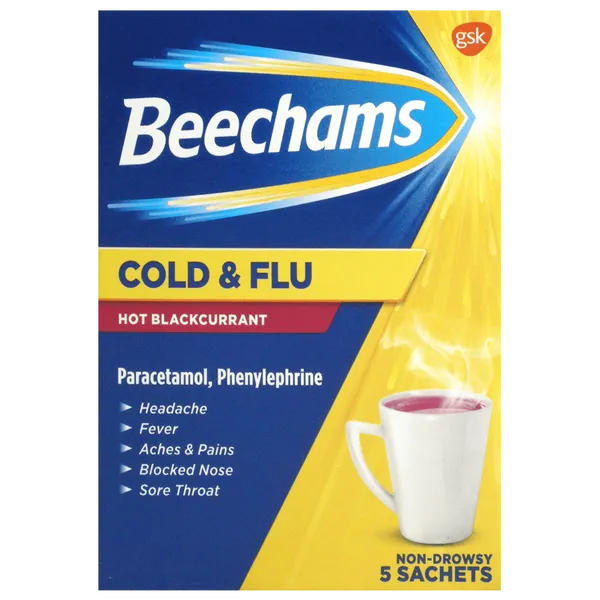 Beechams Cold & Flu Hot Blackcurrant Pack of 5