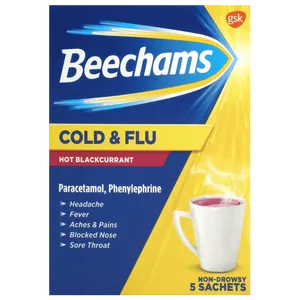 Beechams Cold & Flu Hot Blackcurrant Pack of 5