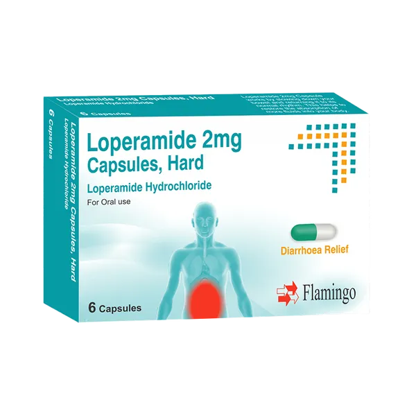 Pack of Loperamide Hydrochloride capsules front view