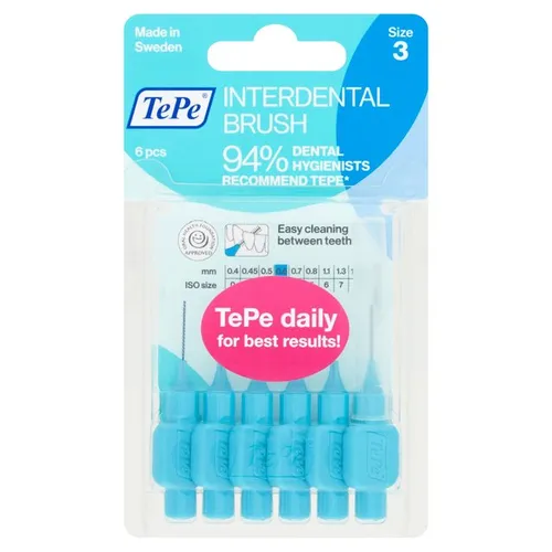 Tepe Interdental Brushes Blue 0.6mm Pack of 6