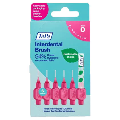 Tepe Interdental Brushes Pink 0.4mm Pack of 6