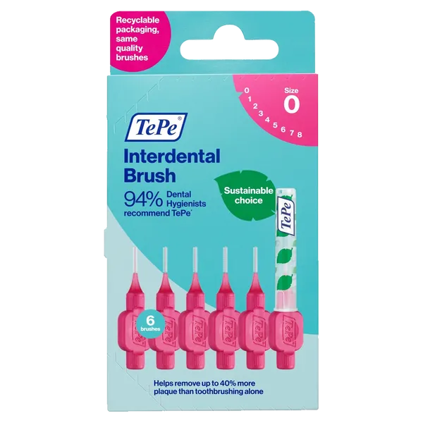 Tepe Interdental Brushes Pink 0.4mm Pack of 6