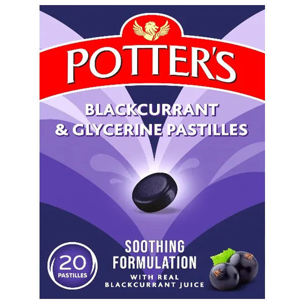 Potter's Pastilles Blackcurrant & Glycerine Pack of 20