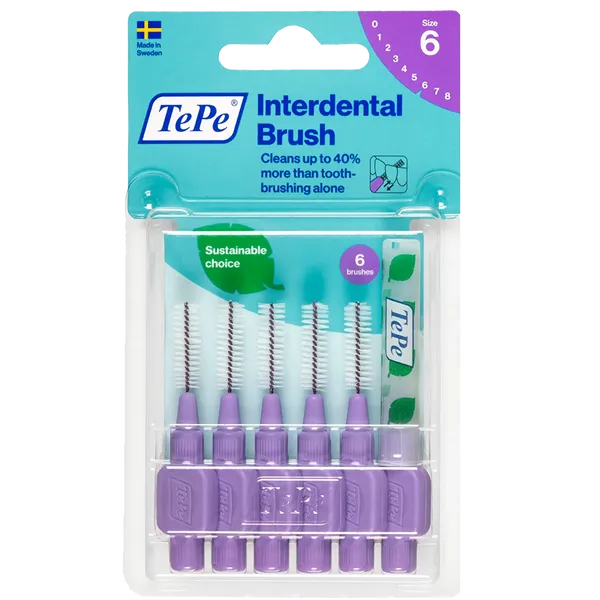 Tepe Interdental Brushes Purple 1.1mm Pack of 6