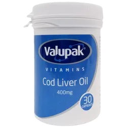 Valupak Cod Liver Oil Capsules 400mg Pack of 30