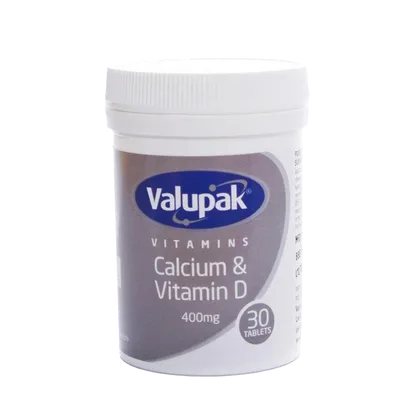 Valupak Calcium 400mg With Vitamin D 100iu Tablets Pack of 30