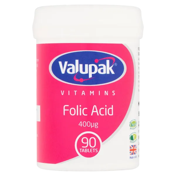 Valupak Folic Acid Tablets 400mcg Pack of 90