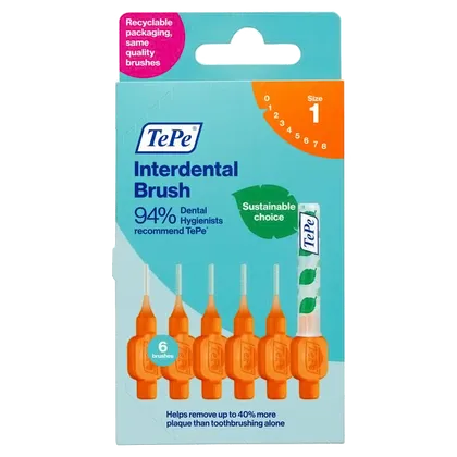 Tepe Interdental Brushes Orange 0.45mm Pack of 6