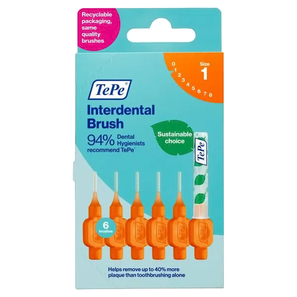 Tepe Interdental Brushes Orange 0.45mm Pack of 6