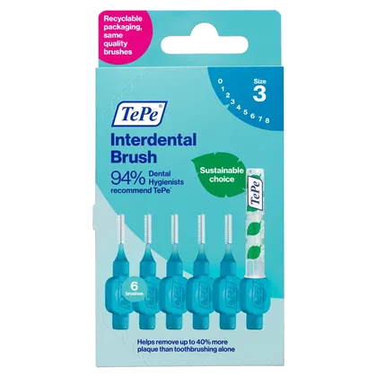 Tepe Interdental Brushes Blue 0.6mm Pack of 6