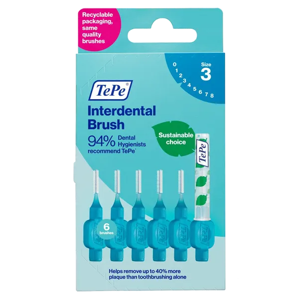 Tepe Interdental Brushes Blue 0.6mm Pack of 6