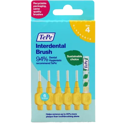 Tepe Interdental Brushes Yellow 0.7mm Pack of 6