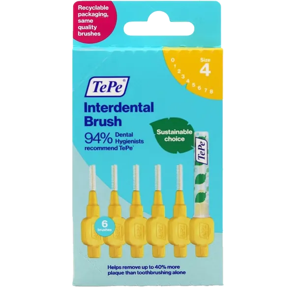 Tepe Interdental Brushes Yellow 0.7mm Pack of 6