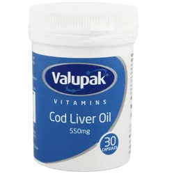 Valupak Cod Liver Oil High Strength Capsules 550mg Pack of 30