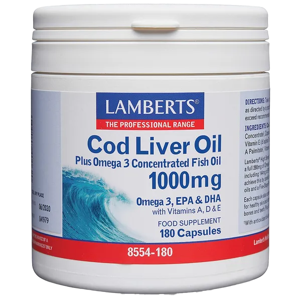 Lamberts Cod Liver Oil Capsules 1000mg Pack of 180