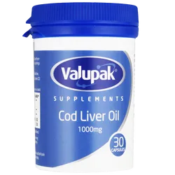 Valupak Cod Liver Oil Capsules 1000mg Pack of 30