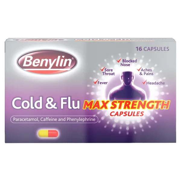 Benylin Cold & Flu Max Strength Capsules Pack of 16