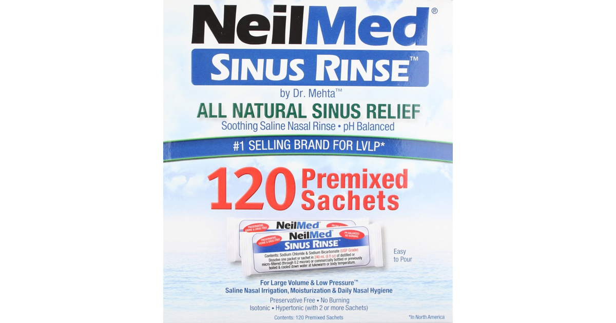 120 Packs Nasal Rinse Salt for Natural Sinus Relief