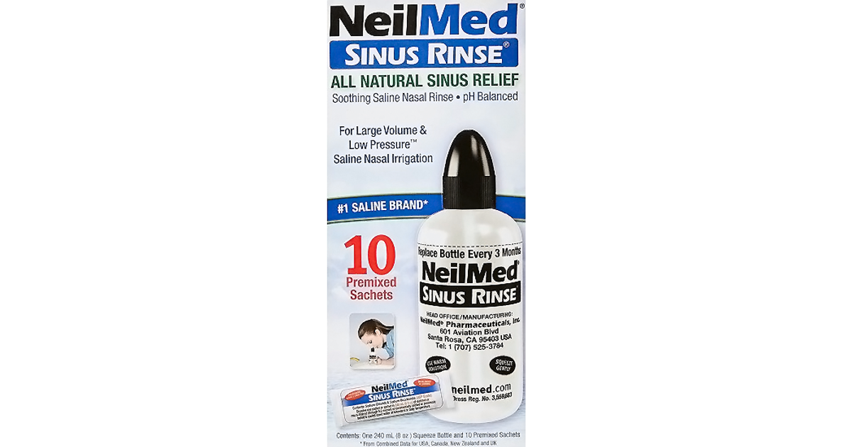 NeilMed Sinus Rinse nasal douche with 10 salt bags UK