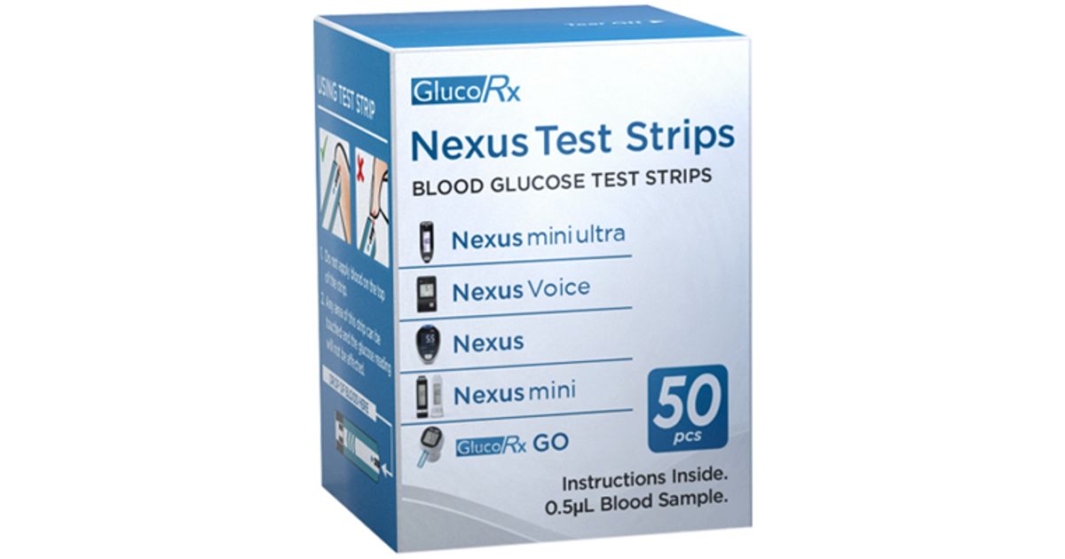 GlucoRx Nexus Blood Glucose Test Strips Pack of 50