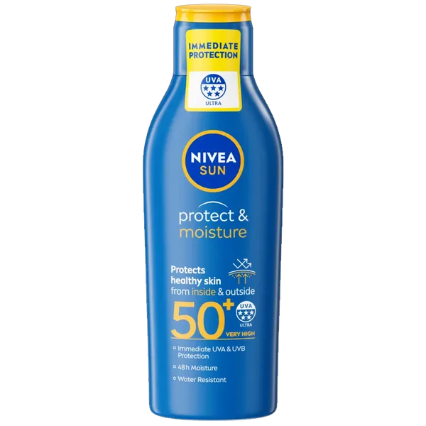 Nivea Sun Protect & Moisture Lotion SPF50+ UVA 5* 200ml (Includes FREE Malibu Lip Balm*)