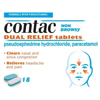 Contac Non-drowsy Dual Relief Capsules Pack of 18
