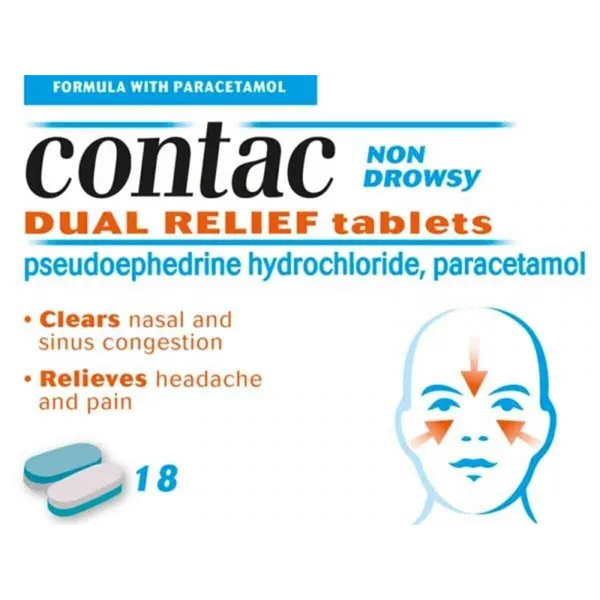 Contac Non-drowsy Dual Relief Capsules Pack of 18