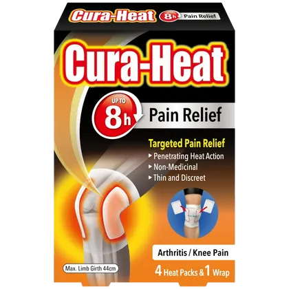 Cura-Heat Knee Heat Wraps - Targeted Relief for Joint Pain / Arthritis (4 Pack)