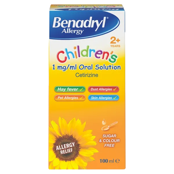 Benadryl Allergy Relief 1mg Solution Childrens 100ml