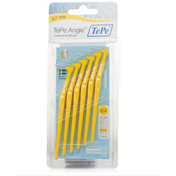 Tepe Angle Interdental Brushes Yellow 0.7mm Pack of 6