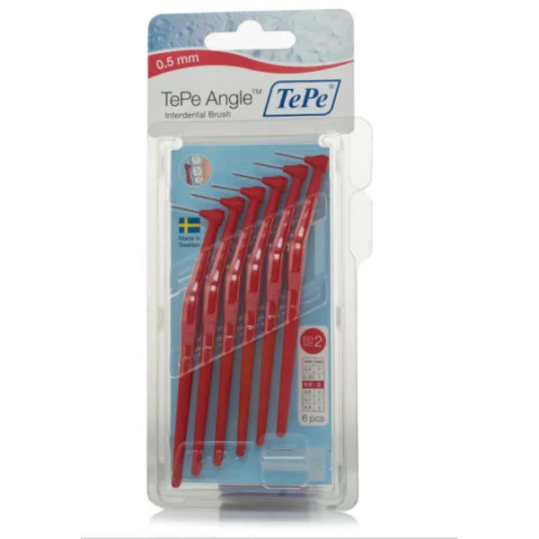 Tepe Angle Interdental Brushes Red 0.5mm Pack of 6