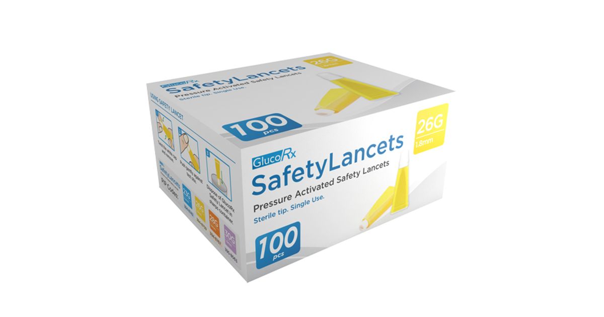 28 G/1.8 Mm Safety Lancets, 100 Pack, 5060342240583