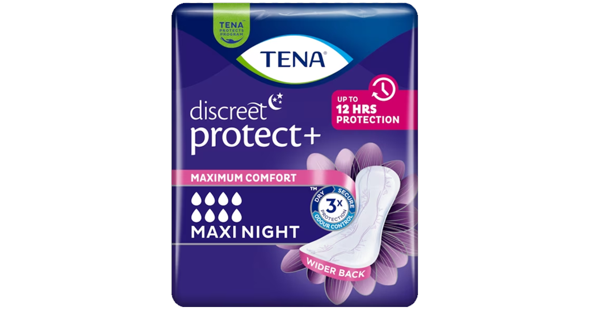 TENA Discreet Protect+ Maxi Night Pack of