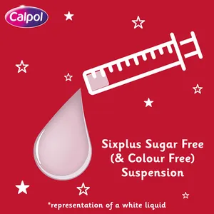 Calpol SixPlus Sugar Free Suspension, Paracetamol Medication, 6+ Years, Strawberry Flavour, 80ml