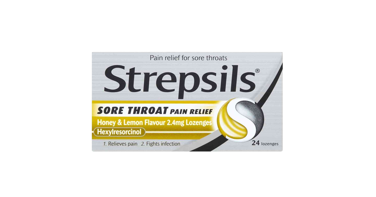 Strepsils Lozenges Sore Throat Pain Relief Honey & Lemon Pack of 24