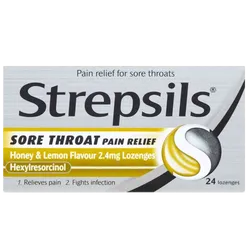 Strepsils Lozenges Sore Throat Pain Relief Honey & Lemon Pack of 24