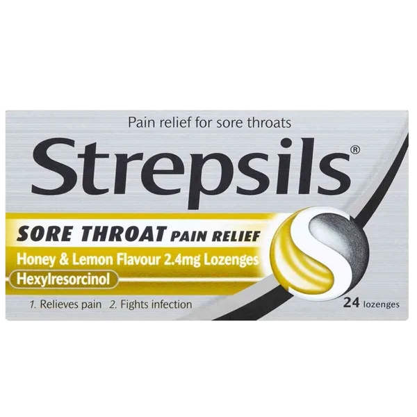 Strepsils Lozenges Sore Throat Pain Relief Honey & Lemon Pack of 24