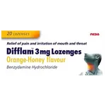 Difflam 3mg Orange-Honey Lozenges Pack of 20