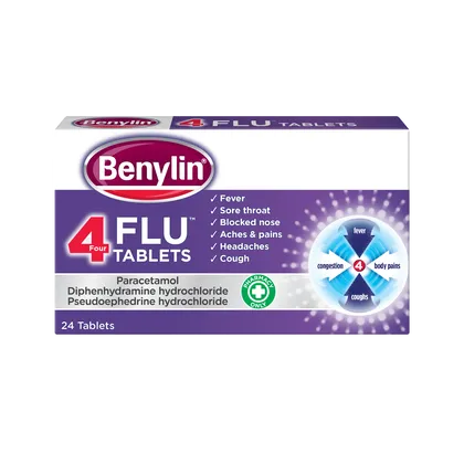 Benylin 4 Flu Tablets Pack of 24