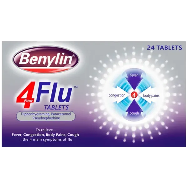 Benylin 4 Flu Tablets Pack of 24