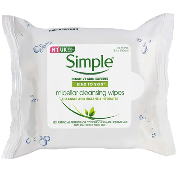 Simple Micellar Cleansing Wipes Pack of 25