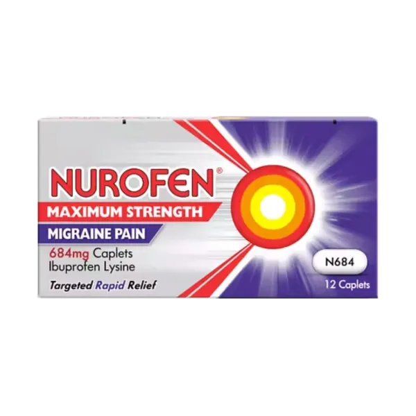 Nurofen Migraine Pain Maximum Strength 684mg Caplets Pack of 12