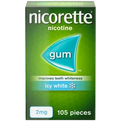 Nicorette® Icy White 2mg Gum Nicotine 105 Pieces (Stop Smoking Aid)