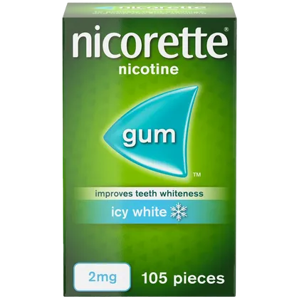 Nicorette® Icy White 2mg Gum Nicotine 105 Pieces (Stop Smoking Aid)