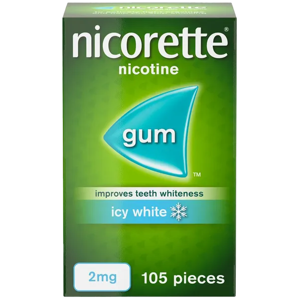 Nicorette® Icy White 2mg Gum Nicotine 105 Pieces (Stop Smoking Aid)