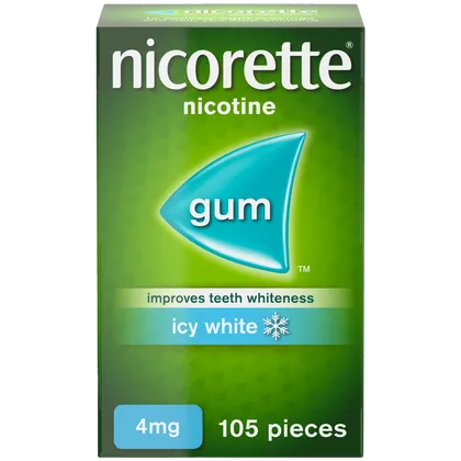 Nicorette® Icy White 4mg Gum Nicotine 105 Pieces (Stop Smoking Aid)