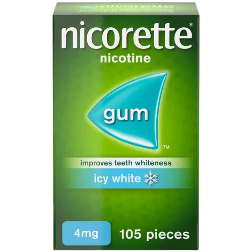 Nicorette® Icy White 4mg Gum Nicotine 105 Pieces (Stop Smoking Aid)