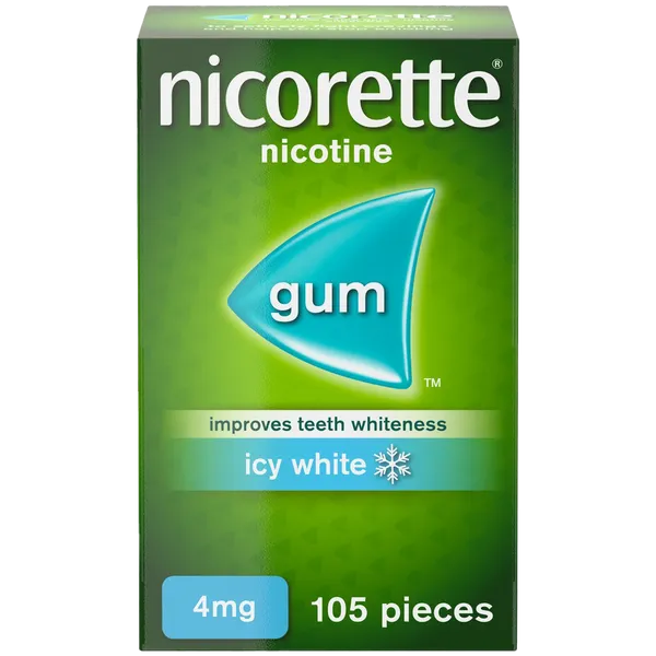 Nicorette® Icy White 4mg Gum Nicotine 105 Pieces (Stop Smoking Aid)