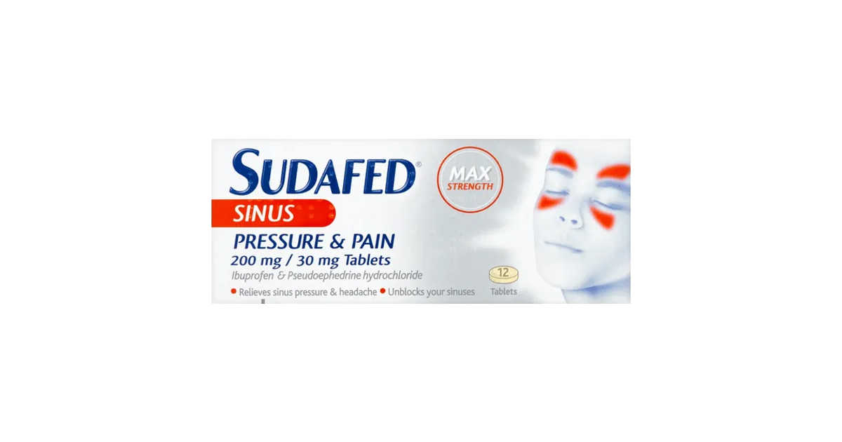 Sudafed Sinus Pressure & Pain Tablets Pack Of 12